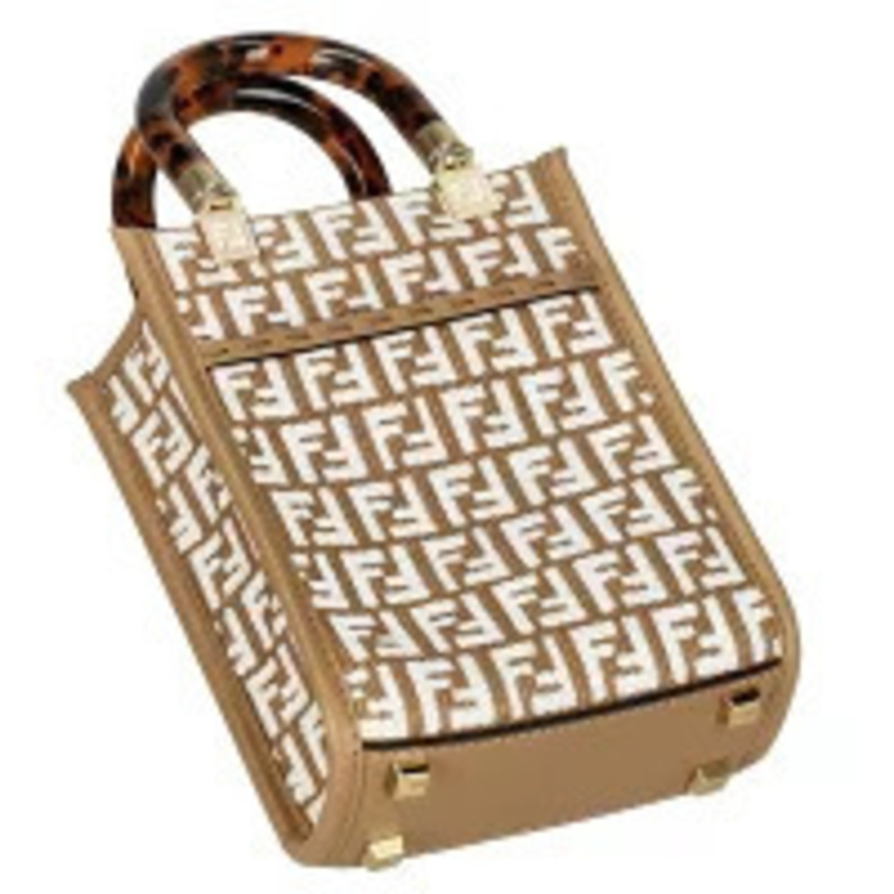Fendi Sunshine Shopper Tote brown white FF monogram tortoiseshel